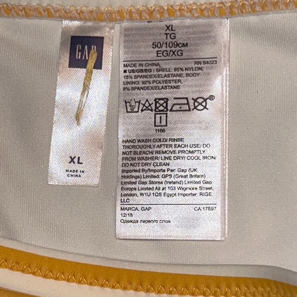 GAP yellow/white nautical striped high waist bottom w/X-peak-a-boo sides-NWT - Picture 6 of 10